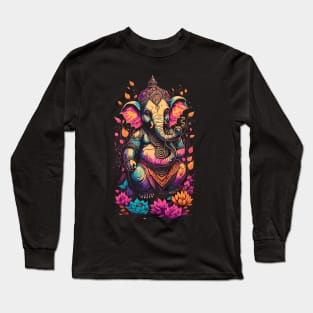 Vibrant Ganapati Elephant festival Design Long Sleeve T-Shirt